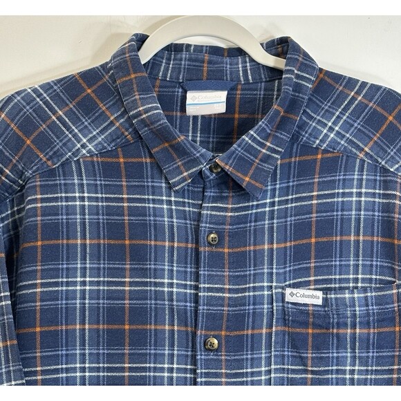 Columbia Shirt Men’s Size 2XLT Plaid Button Up Chest Pocket Cotton Blend Outdoor - Picture 2 of 8